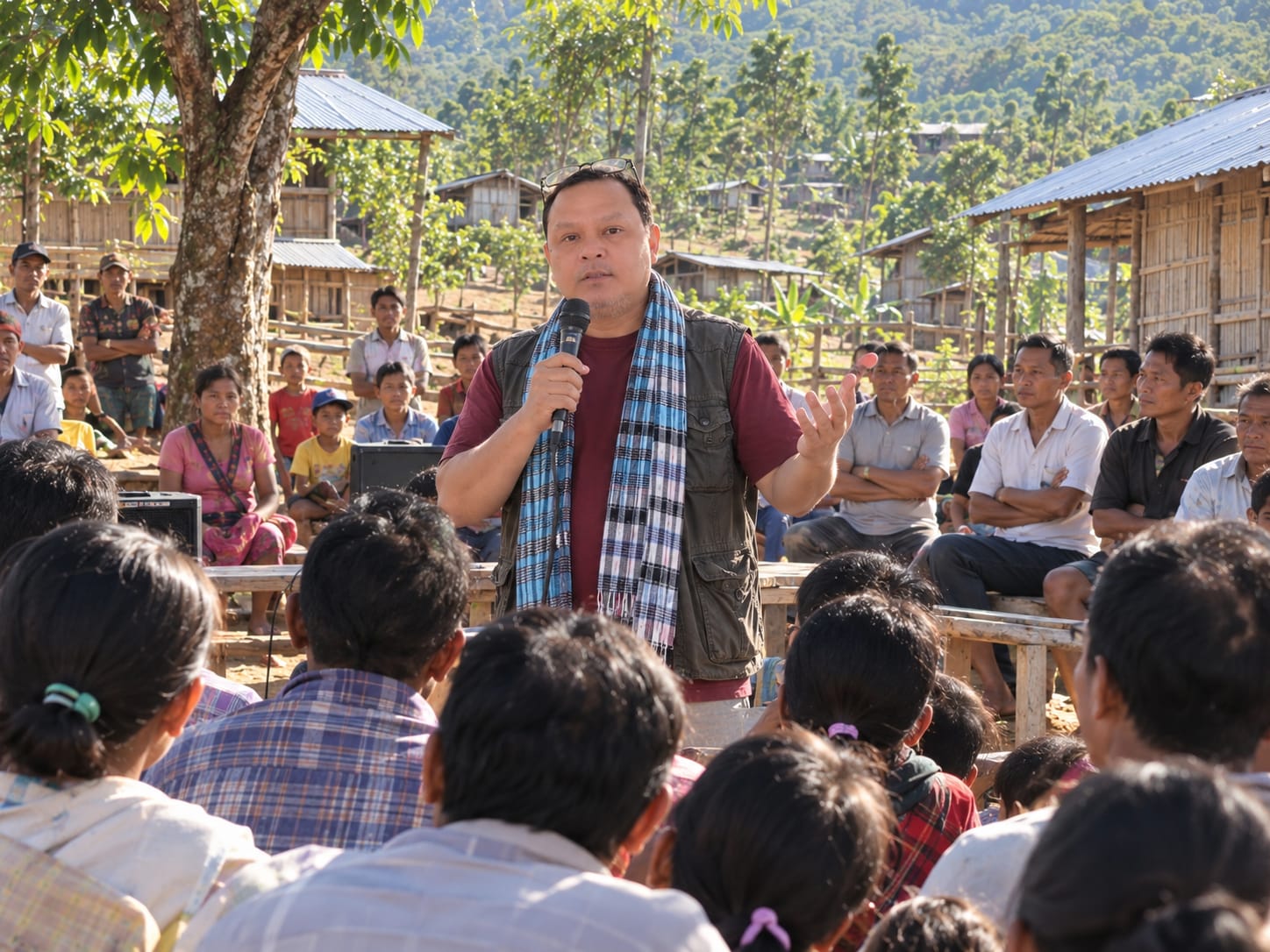 Tuichawng village community gathering and consultation with Global Compassion Foundation leaders